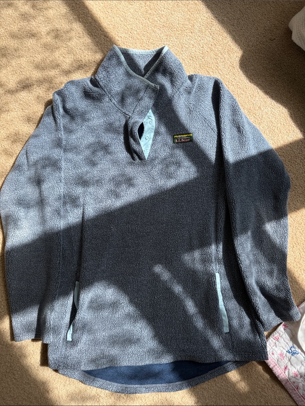 L.L. Bean Women’s Steel Blue Quarter-Snap Fleece Pullover - Size Medium